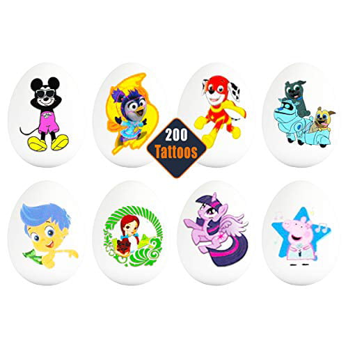 Sticker and PAW Tattoo Disney Puppy Dog Pals Figure Set of 12 With Skateboards